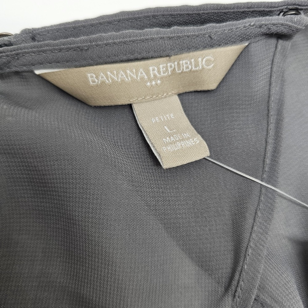 Banana Republic Womens Petite Large Gray Sheer Open Back Long Slv Top NWT - Picture 6 of 9